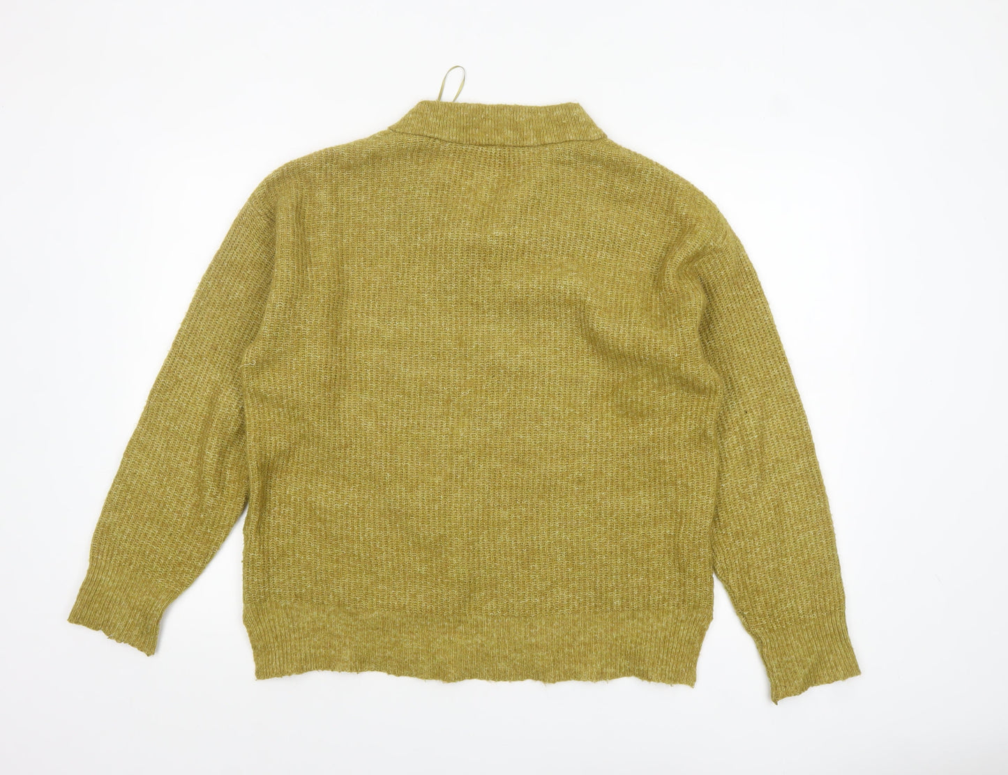 Marks and Spencer Women's Green V-Neck Knit Jumper Size 14