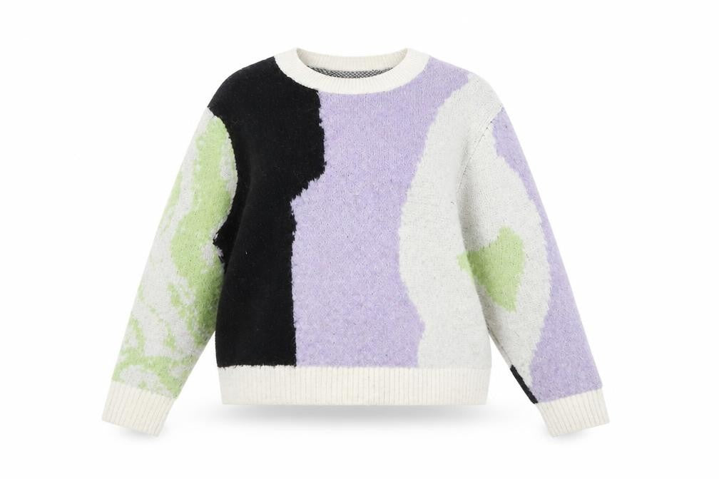 Monki Women Multicoloured Chunky-Knit Wool Blend Pullover Jumper M