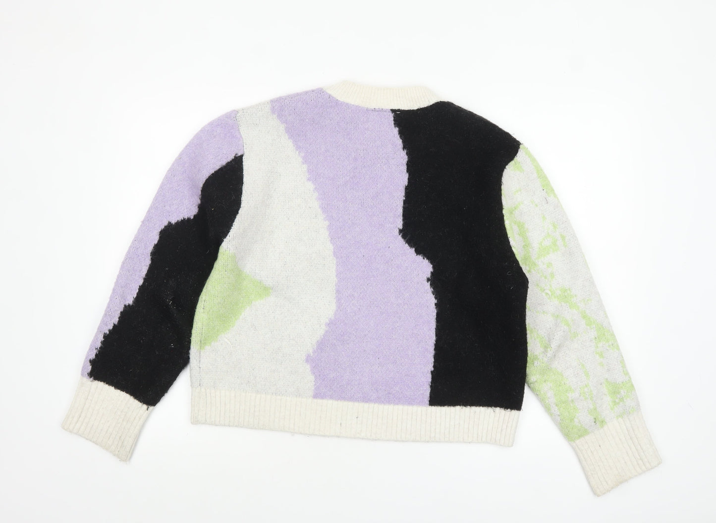 Monki Women Multicoloured Chunky-Knit Wool Blend Pullover Jumper M