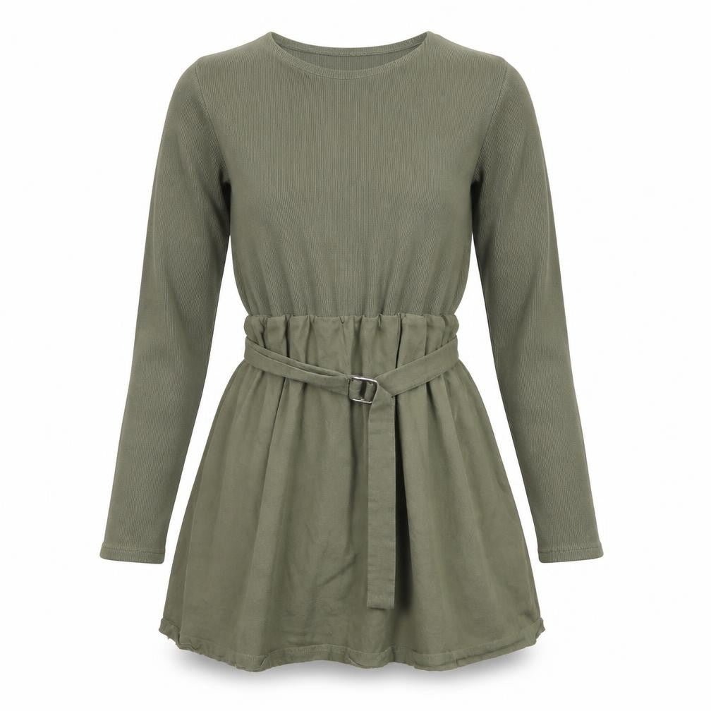 Zara Women’s Green Long Sleeve Belted Tunic Blouse Size S