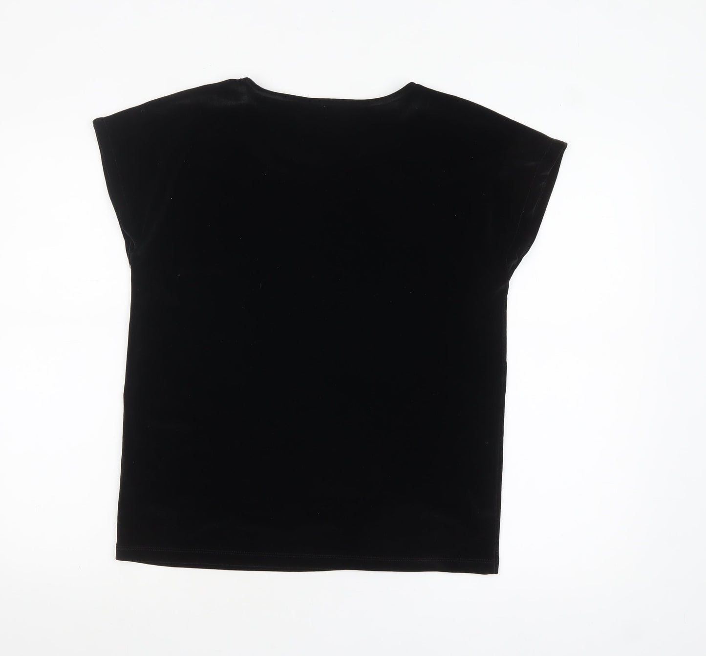 Tu Women’s Black Velvet Short Sleeve Scoop Neck Top Size 12