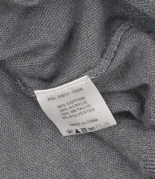 Hush Women's Grey V-Neck Knit Jumper Size S Relaxed Fit
