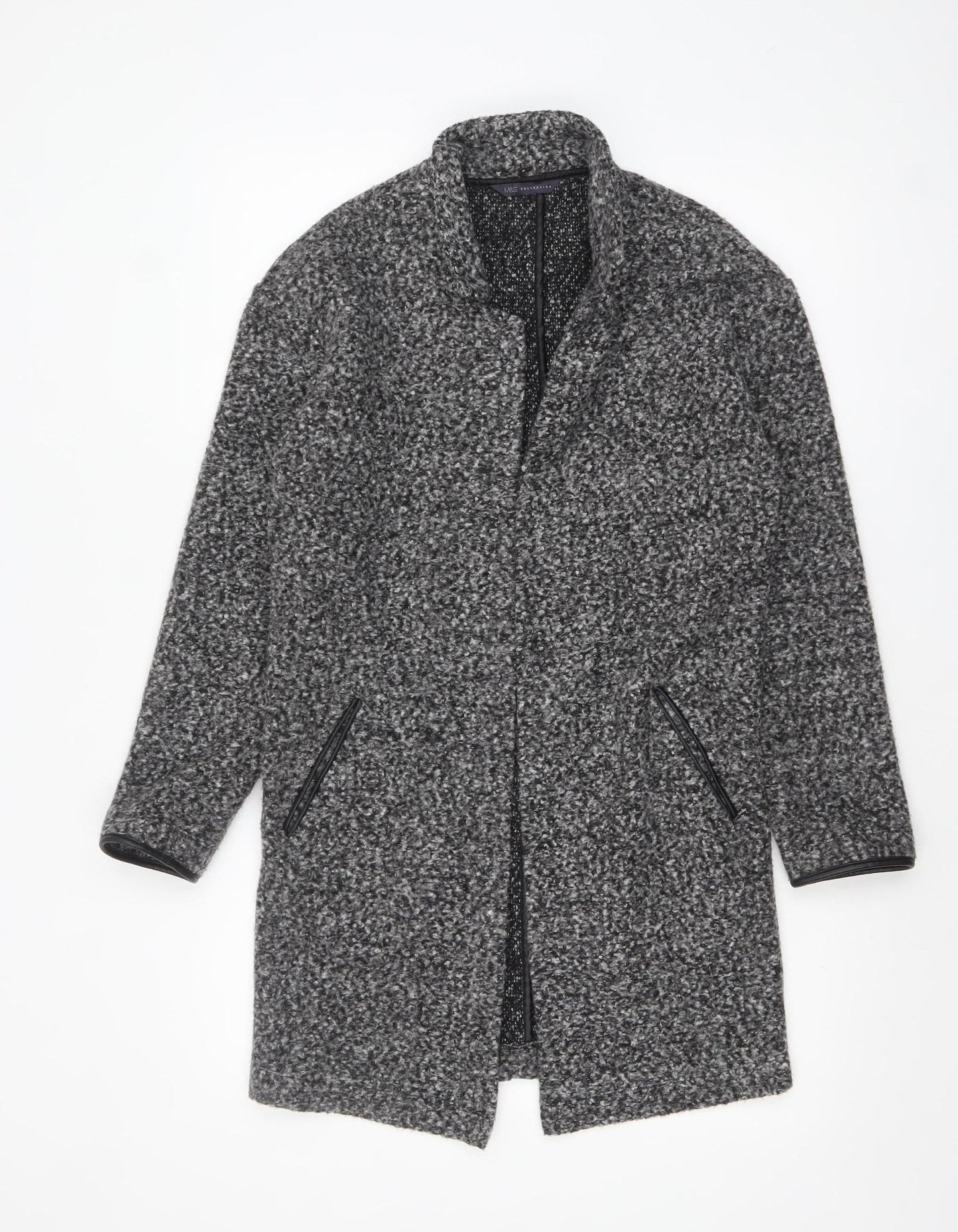 Marks and Spencer Women’s Grey Mid-Length Tweed Overcoat Size 8