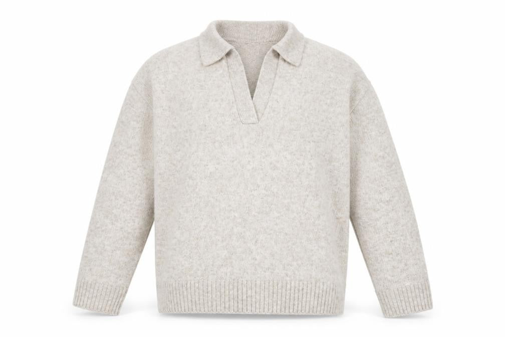 H&M Women Beige Collared Pullover Knit Jumper Size 8