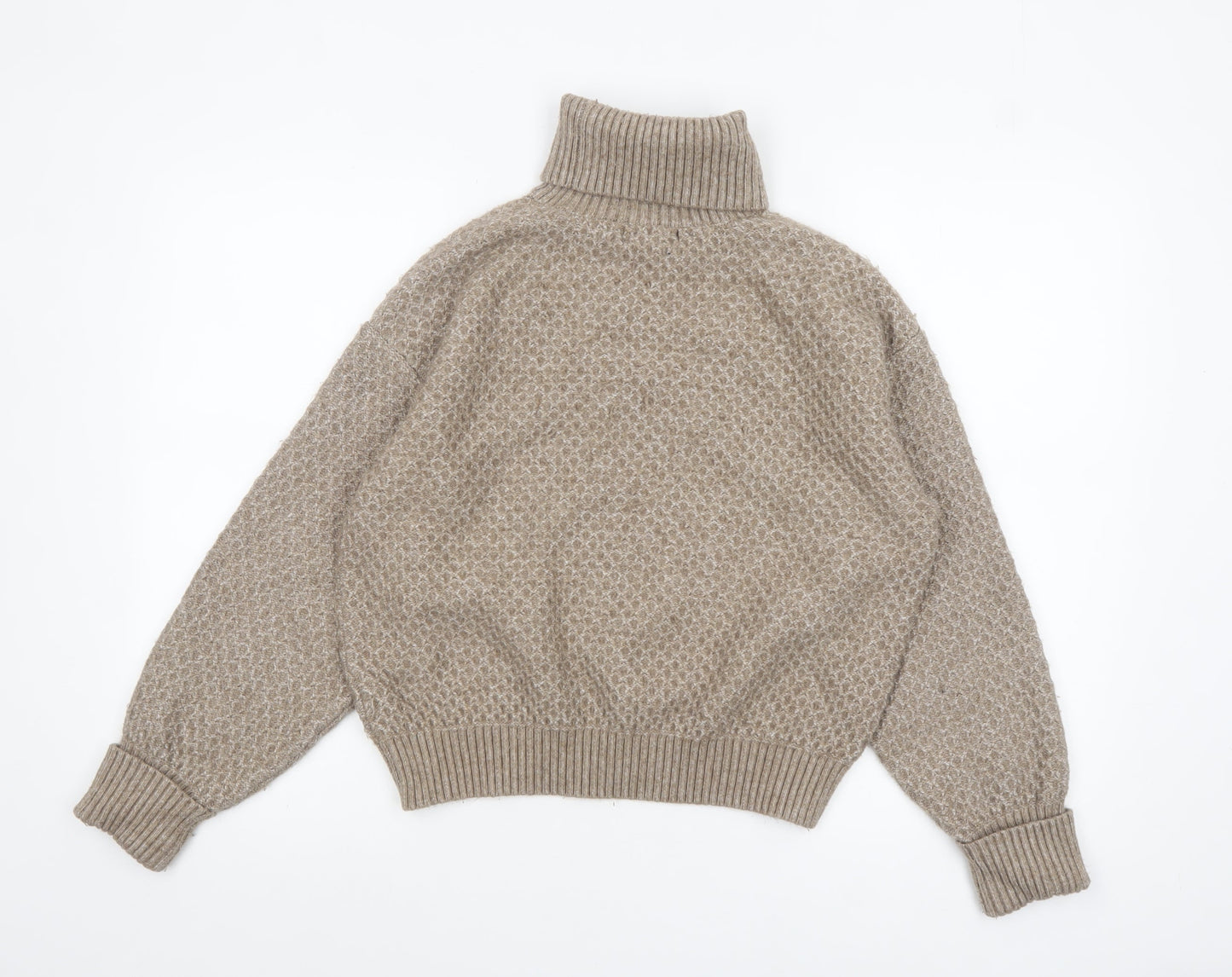 Marks and Spencer Women Beige Roll Neck Jumper Large Knit Winter