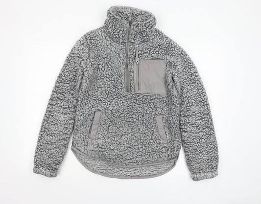 Abercrombie & Fitch Women's Grey Fleece 1/2 Zip Pullover Sweatshirt XXS