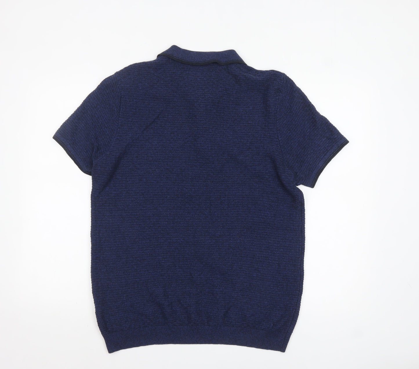 Racing Green Men's Blue Collared Knit Short Sleeve Pullover Jumper M