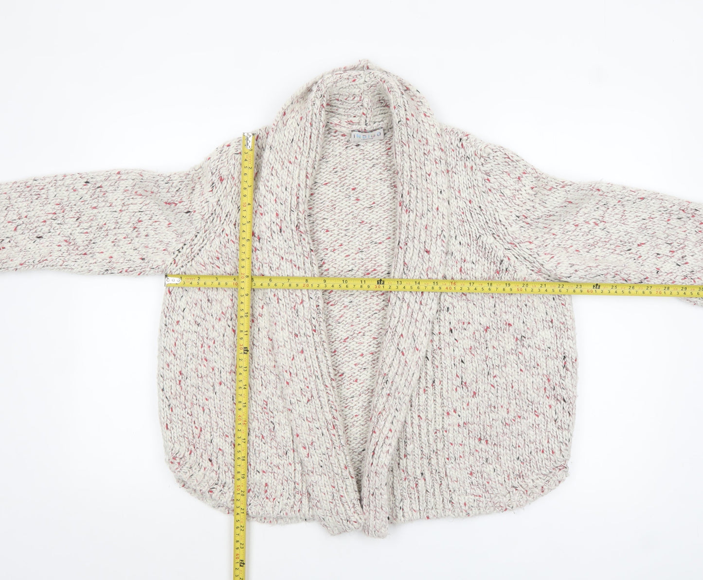 Marks and Spencer Women Beige Chunky Knit Open Cardigan Size 16