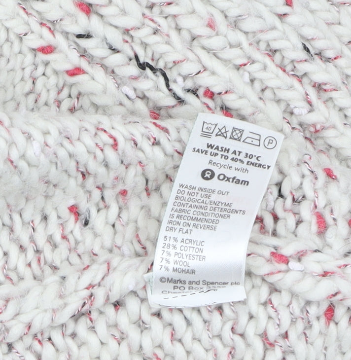 Marks and Spencer Women Beige Chunky Knit Open Cardigan Size 16