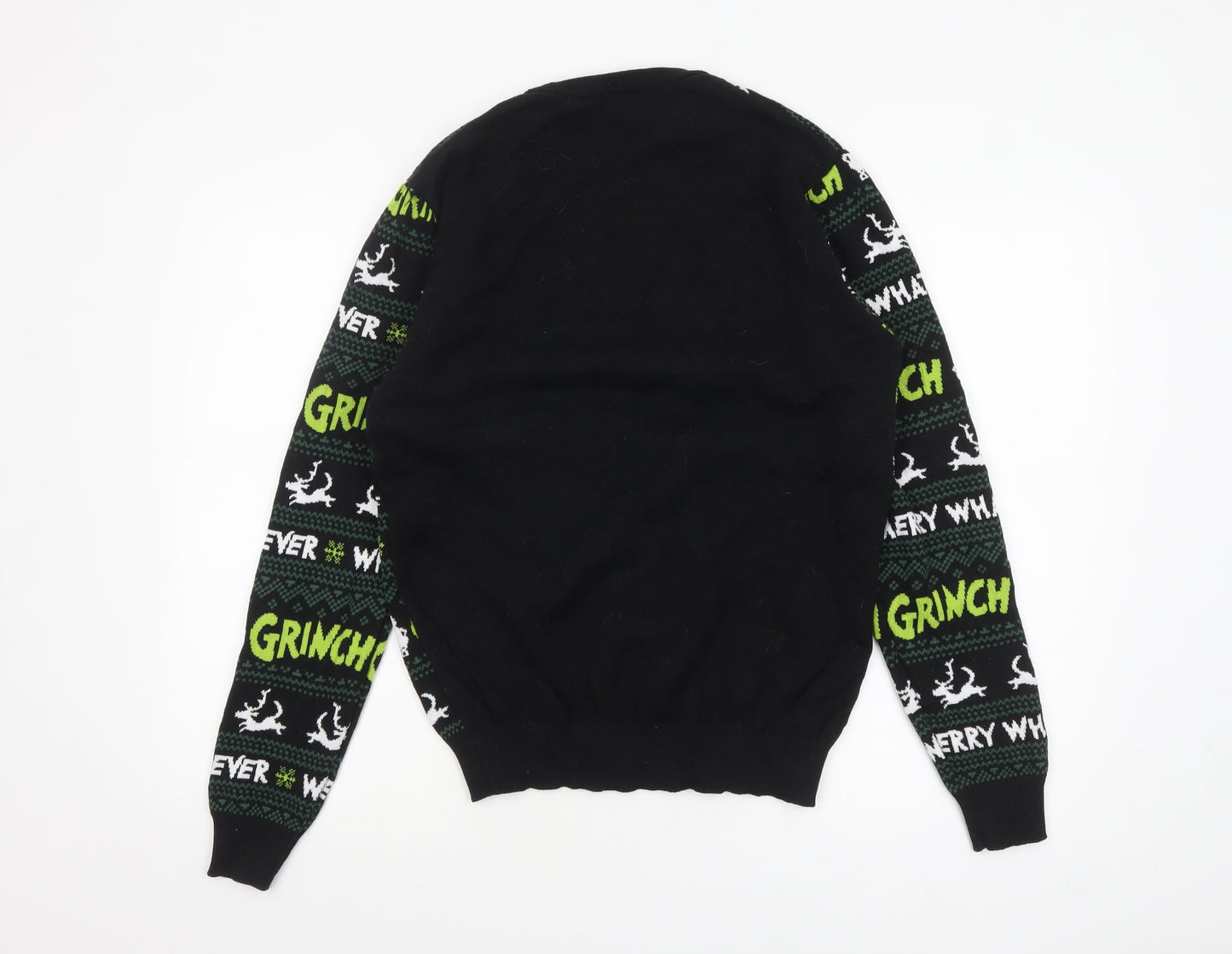 Primark Men's Black Grinch Christmas Pullover Jumper Size L