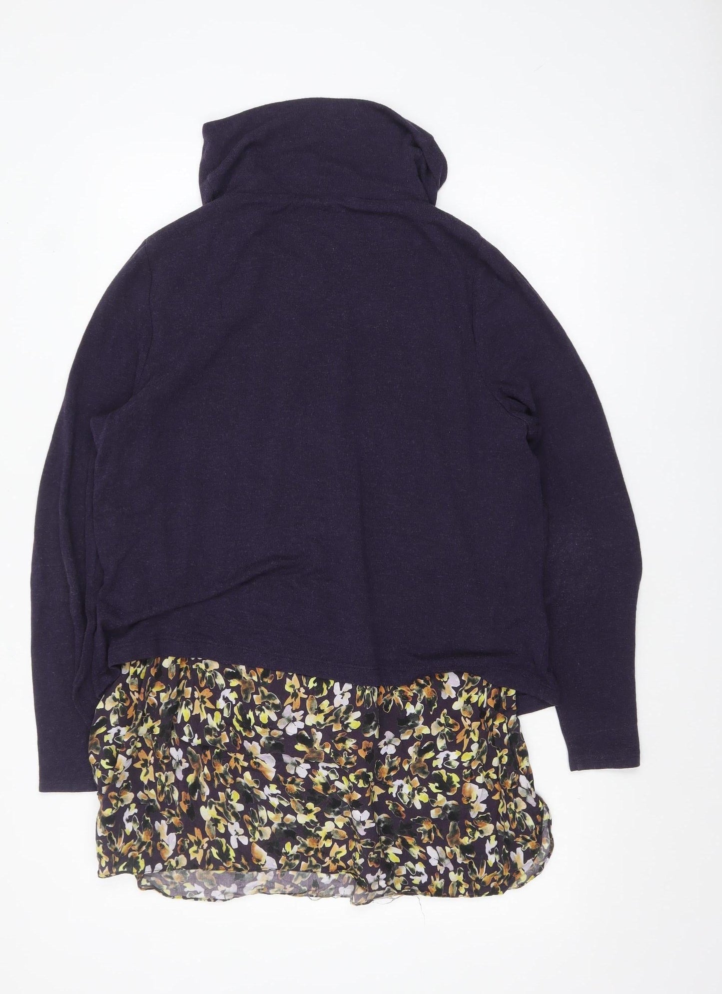 Phase Eight Women’s Purple Floral Hem Cowl Neck Tunic Jumper Size 16