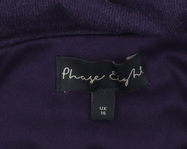 Phase Eight Women’s Purple Floral Hem Cowl Neck Tunic Jumper Size 16