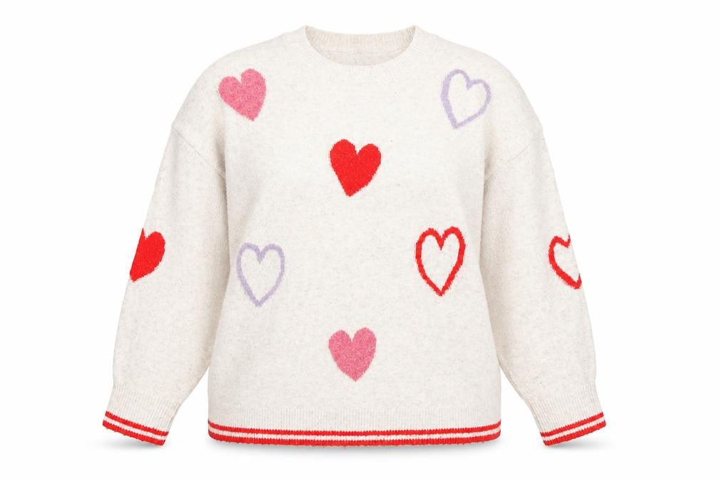 F&F Women’s Ivory Heart Knit Pullover Jumper XL