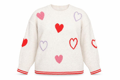 F&F Women’s Ivory Heart Knit Pullover Jumper XL