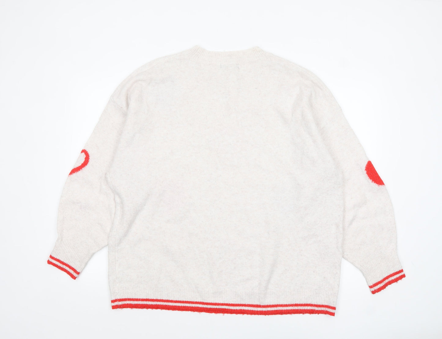 F&F Women’s Ivory Heart Knit Pullover Jumper XL