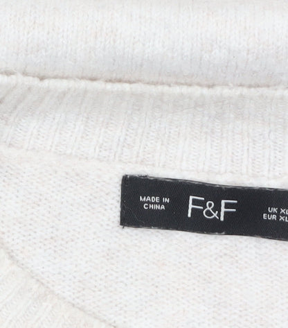 F&F Women’s Ivory Heart Knit Pullover Jumper XL