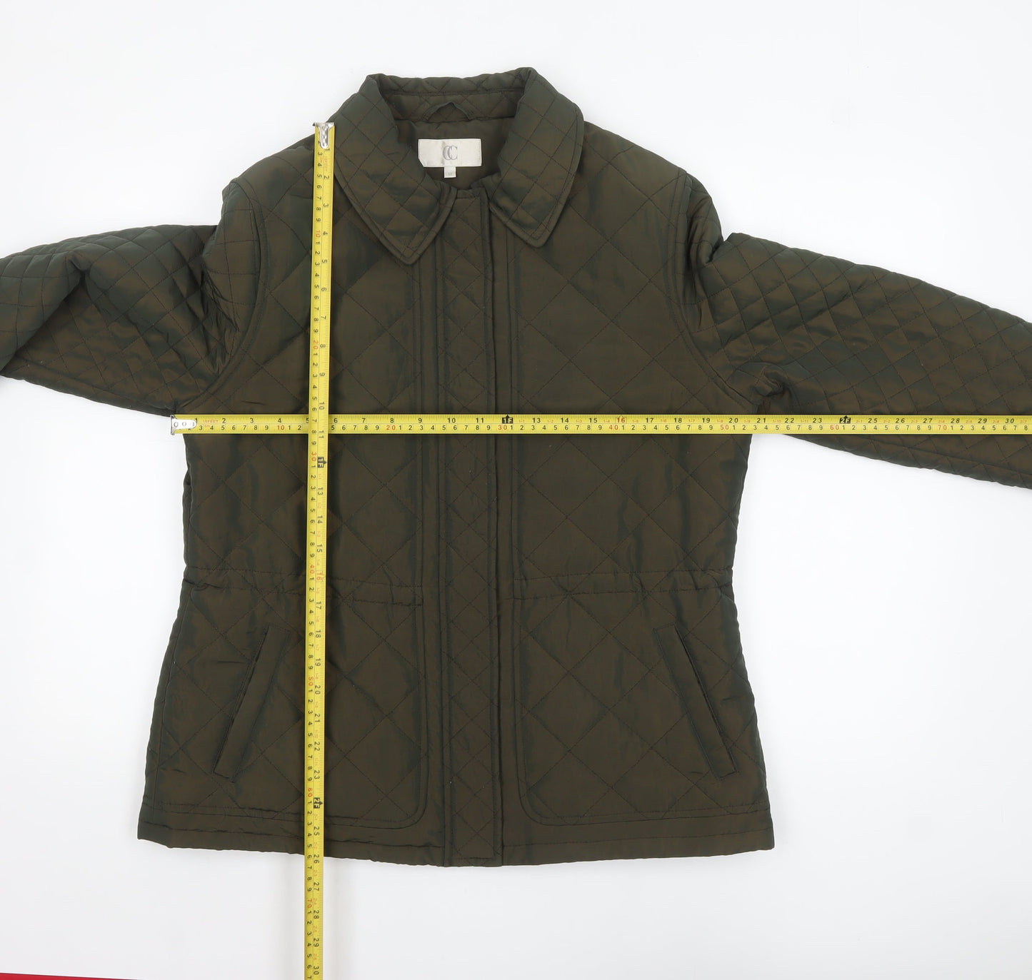 CC Women Green Quilted Mid-Length Jacket Size 14