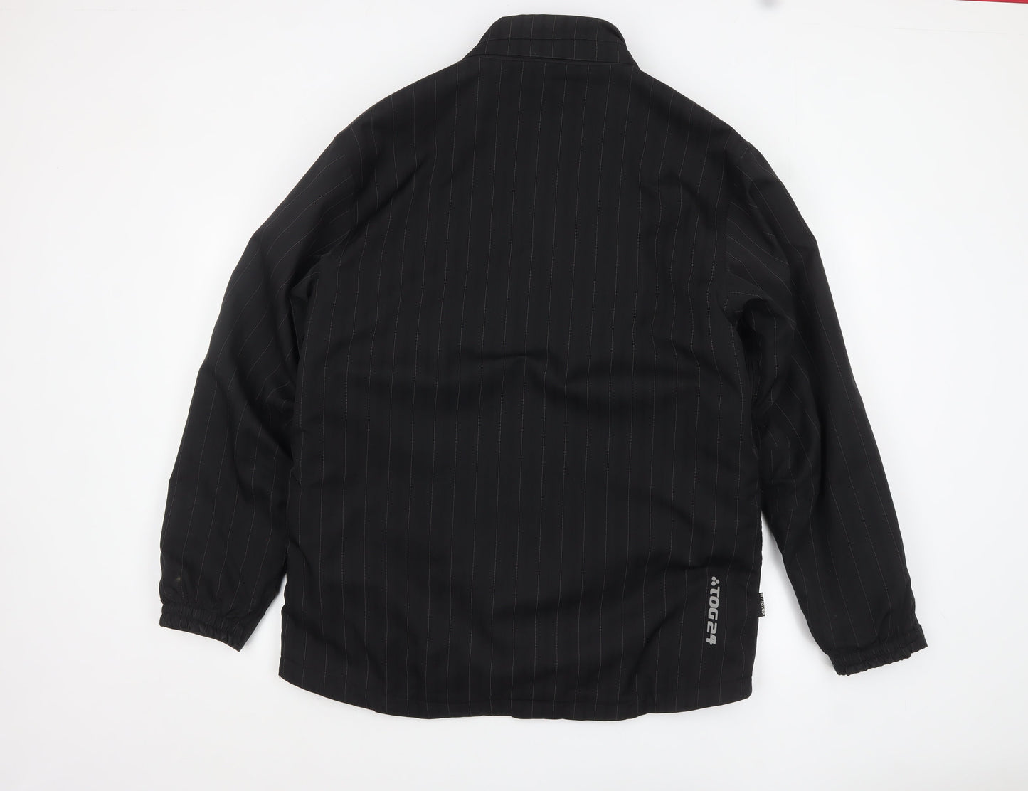 TOG24 Men's Black Pinstripe Mid-Length Lined Jacket Size M