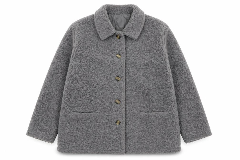 Damart Women’s Grey Fleece Button Mid-Length Coat Size 16