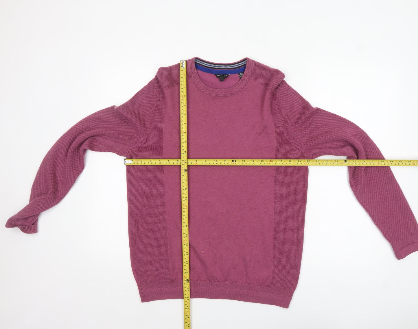 Ted Baker Men's Purple Crew Neck Wool Blend Jumper Size M