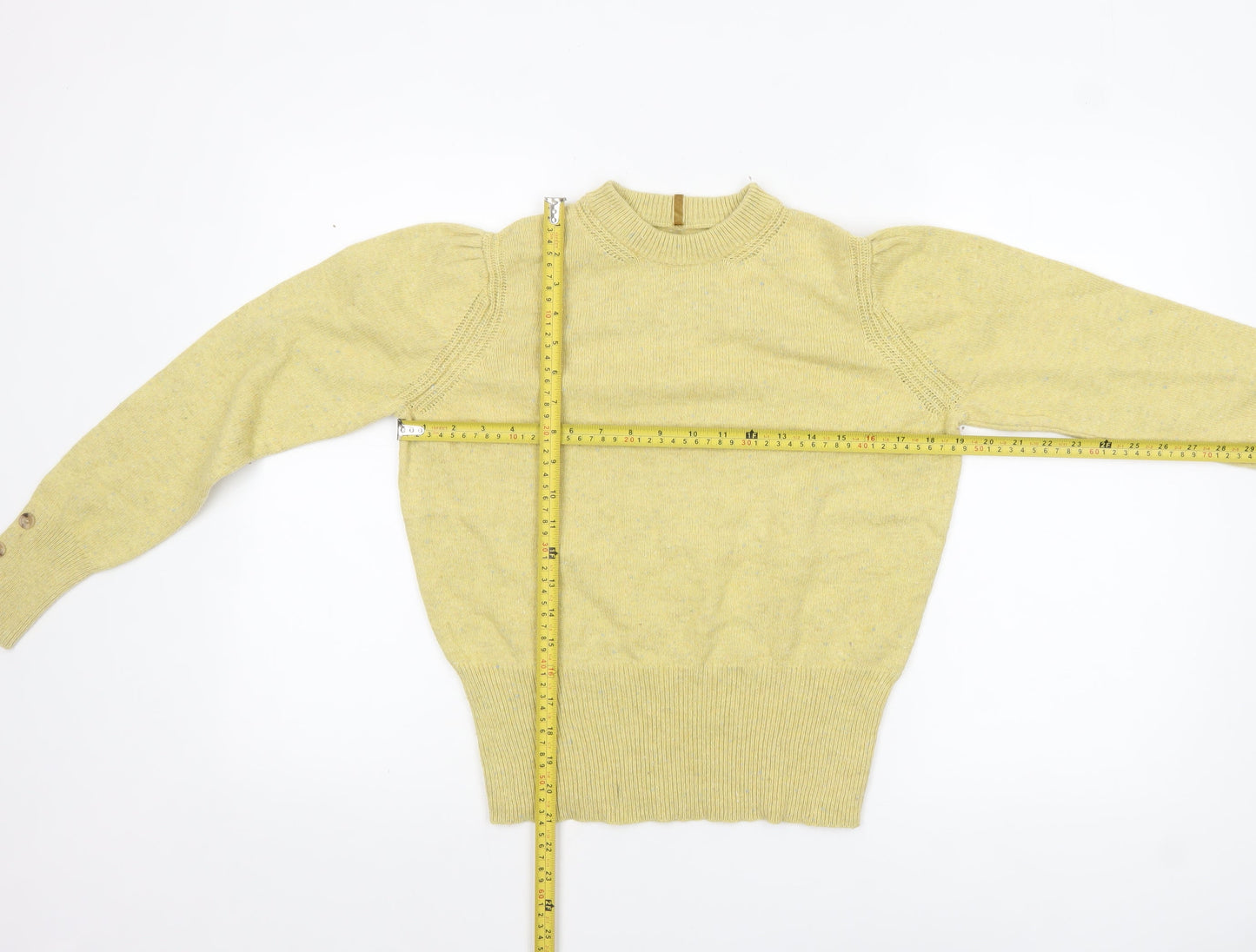 Marks and Spencer Per Una Women's Yellow Size 12 Crew Neck Wool Blend Jumper