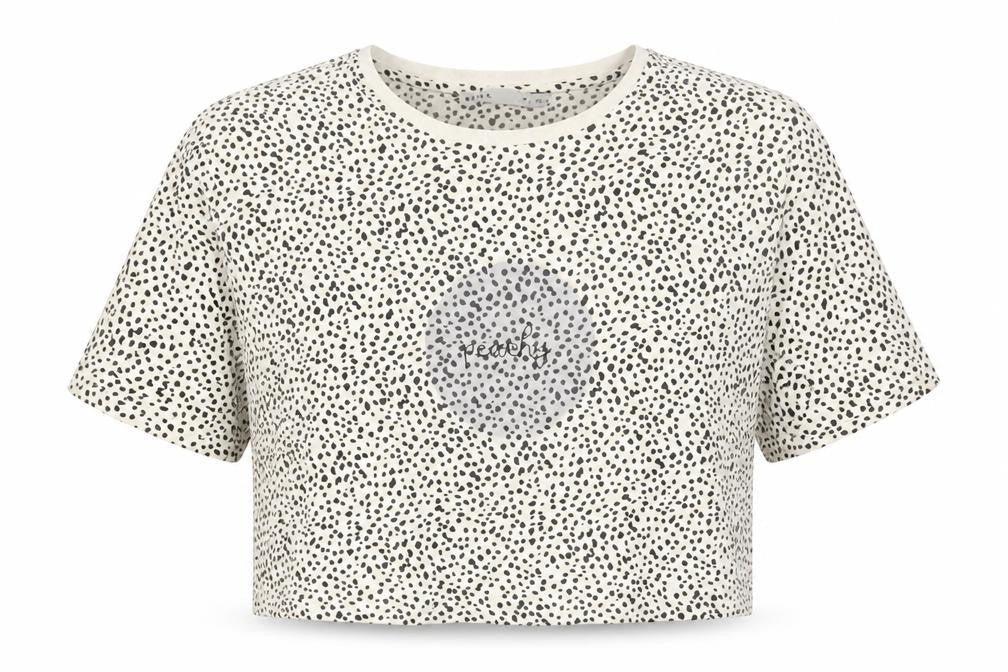 Oasis Women’s White Cropped Animal Print Cotton T-Shirt M