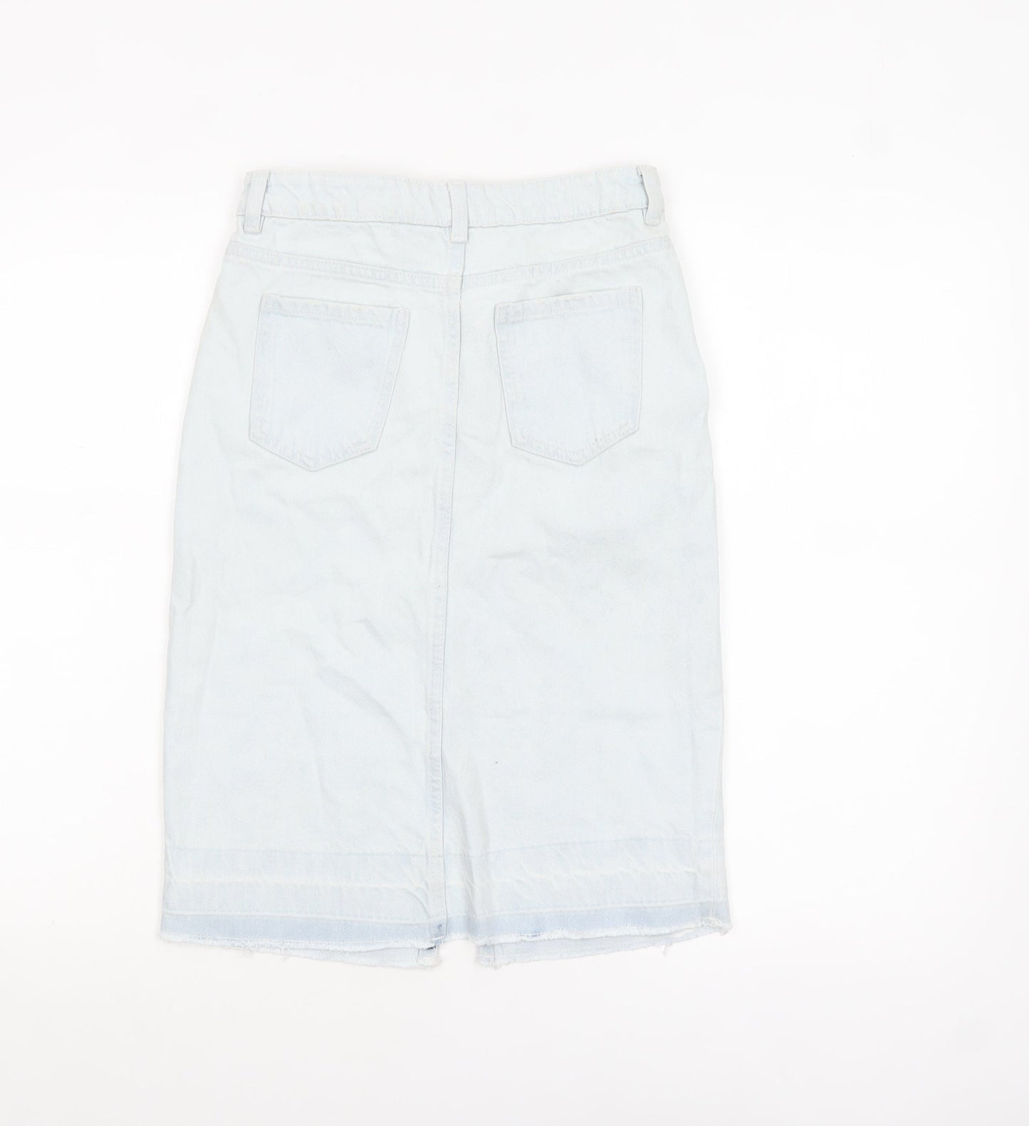 Marks and Spencer Girls Light Blue Denim Knee Length Straight Skirt 9-10 Years