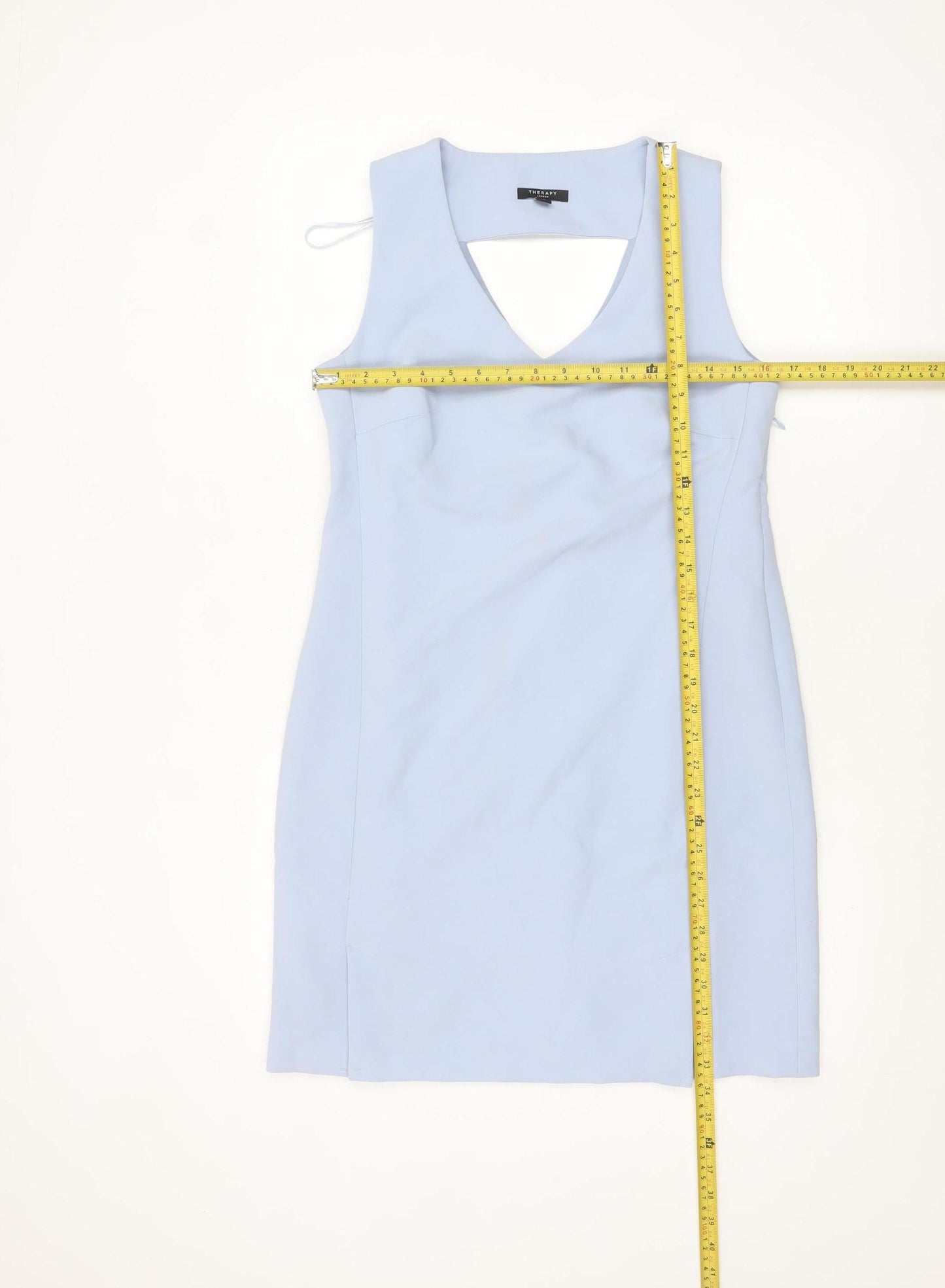 Therapy London Women's Blue V-Neck Sleeveless Sheath Dress Size 8