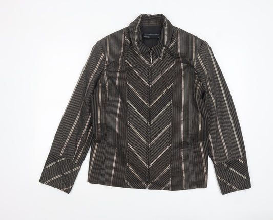 Stitches Australia Women's Brown Striped Zip Jacket Size 14