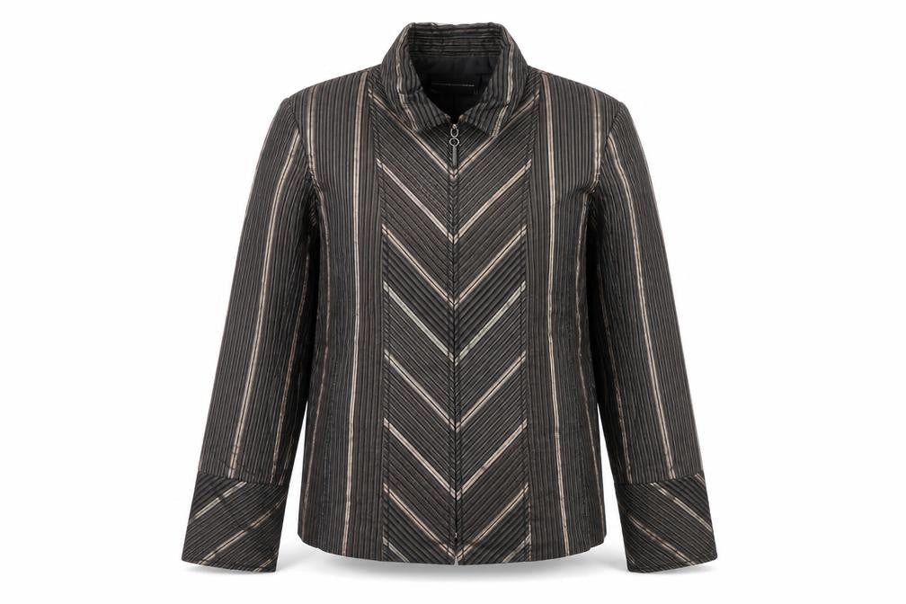 Stitches Australia Women's Brown Striped Zip Jacket Size 14