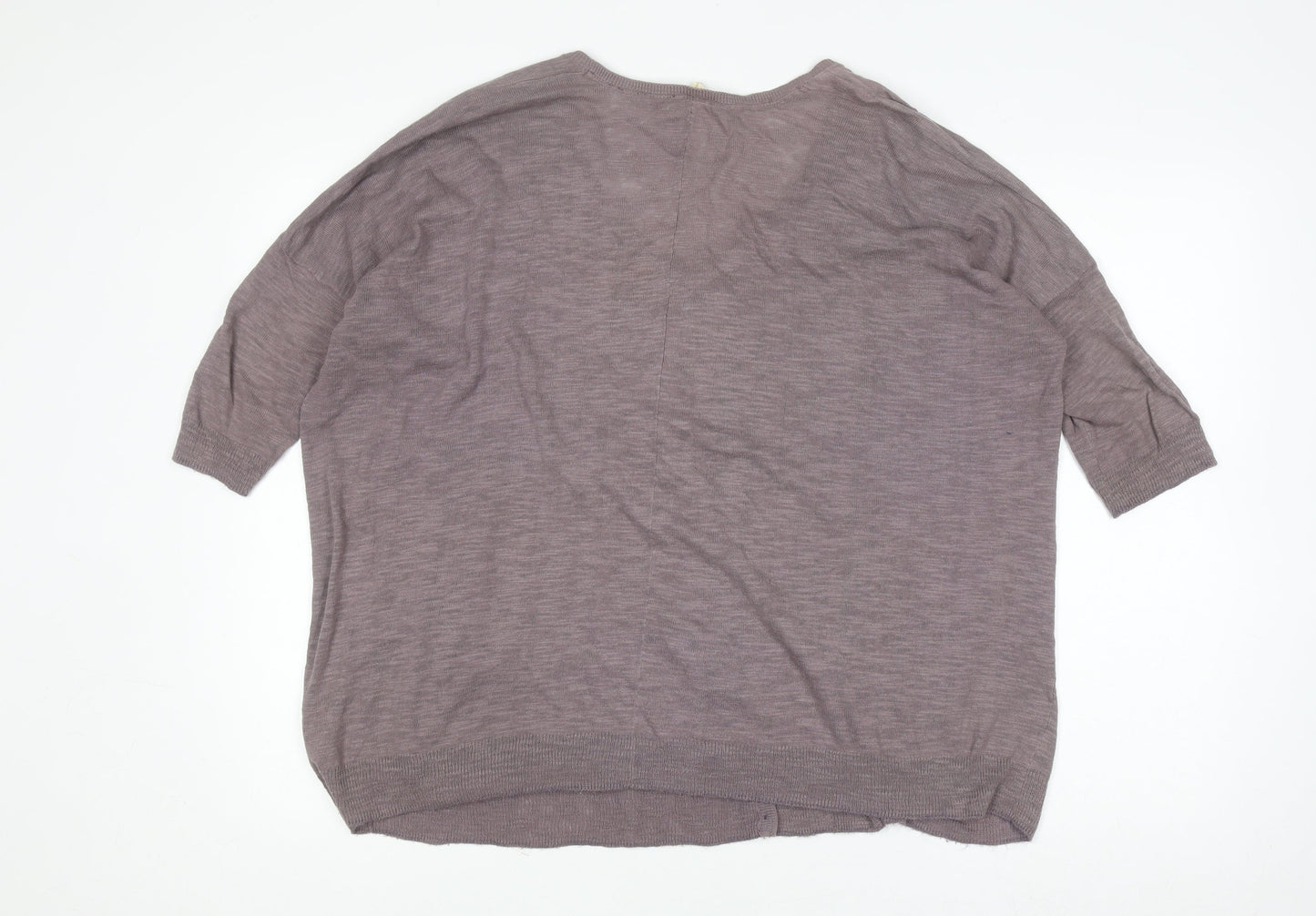 White Stuff Women’s Purple Cotton 3/4 Sleeve Relaxed Knit Cardigan Size 12