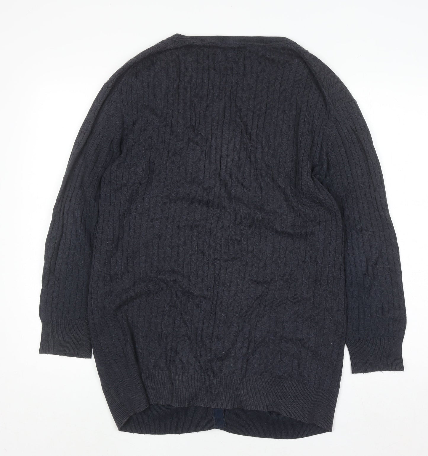 Jack Wills Women's Navy Cable-Knit Long Sleeve Cardigan UK 10