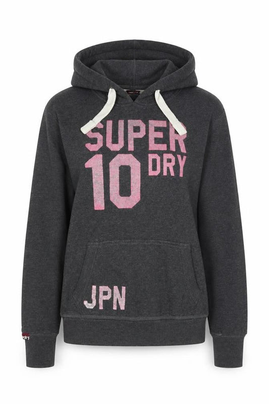 Superdry Women's Dark Grey Pullover Hoodie Size XL Cotton Blend