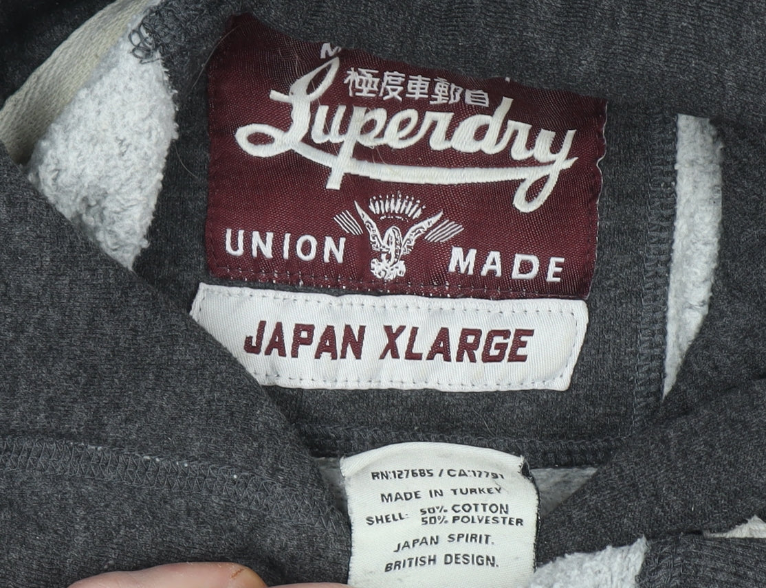 Superdry Women's Dark Grey Pullover Hoodie Size XL Cotton Blend