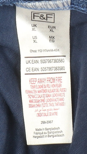 F&F Men’s Blue Aloha Graphic T-Shirt XL Cotton Summer Top