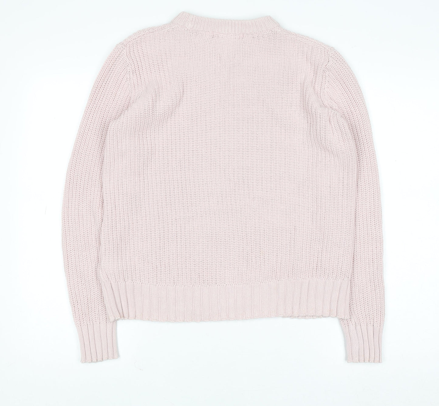 Marks and Spencer Women Pink Chunky Knit Cotton Jumper Size S