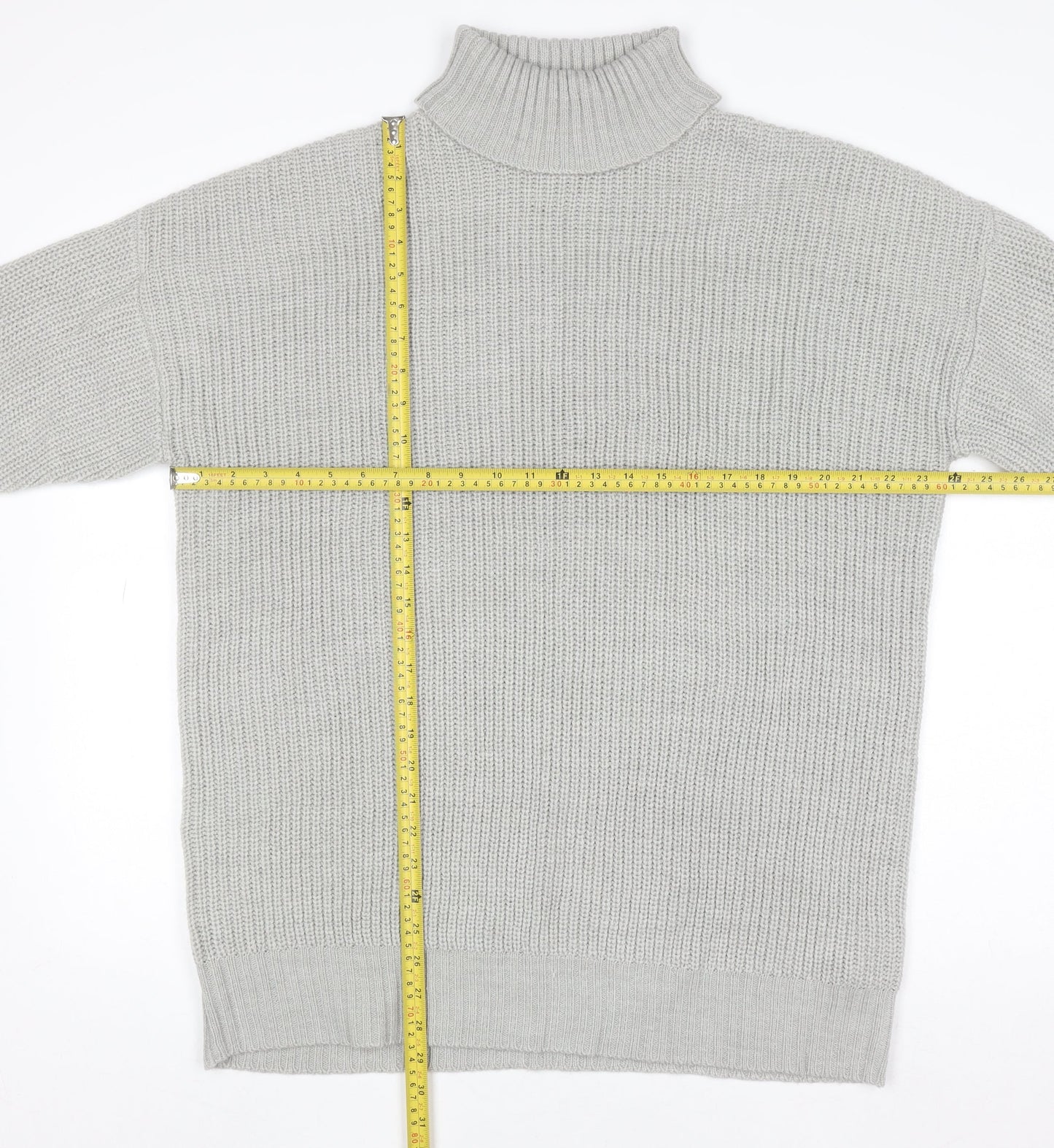Threadbare Women’s Grey Roll Neck Chunky Knit Jumper Size 12