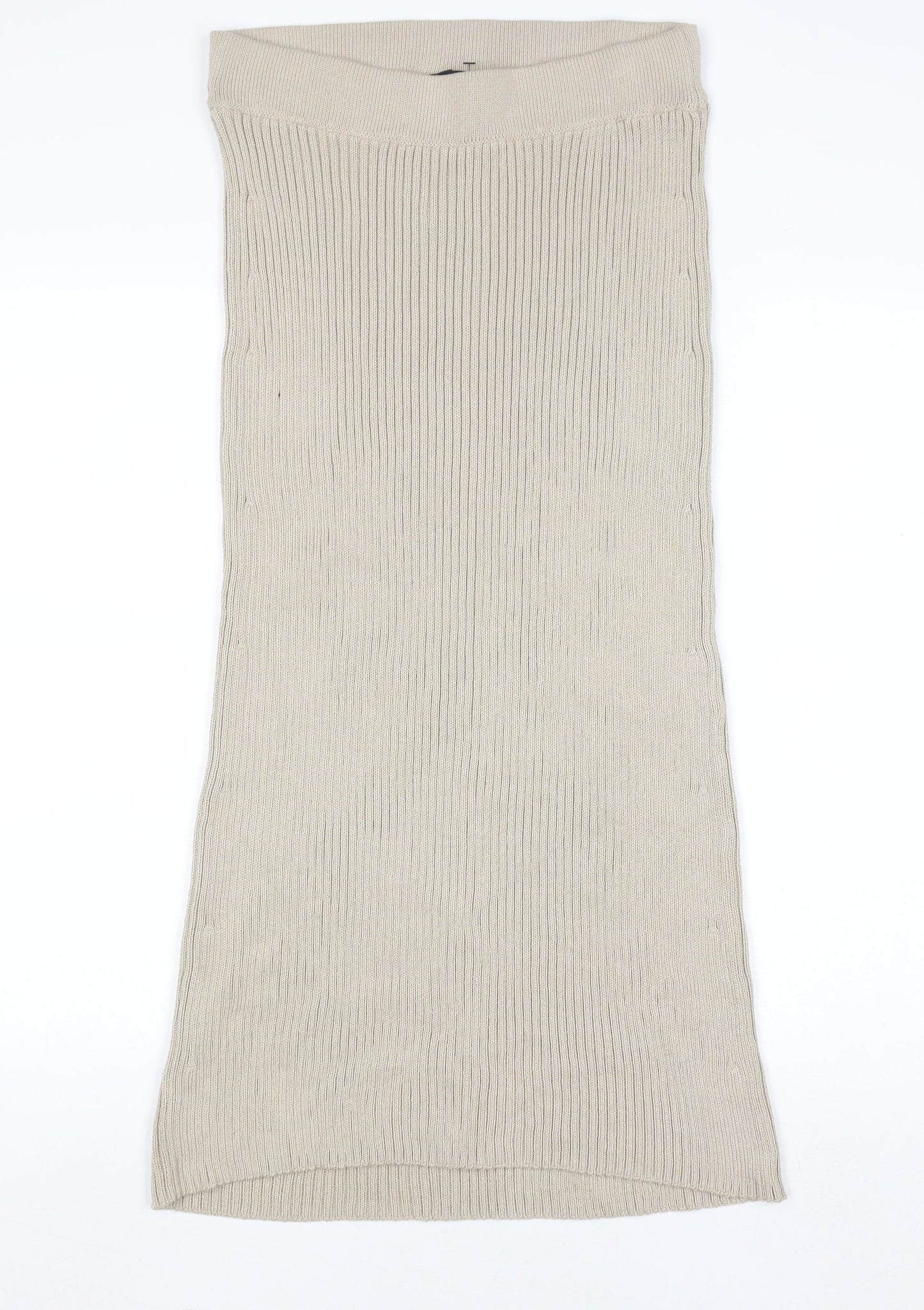 Massimo Dutti Women Beige Midi Ribbed Knit Pencil Skirt Size 12