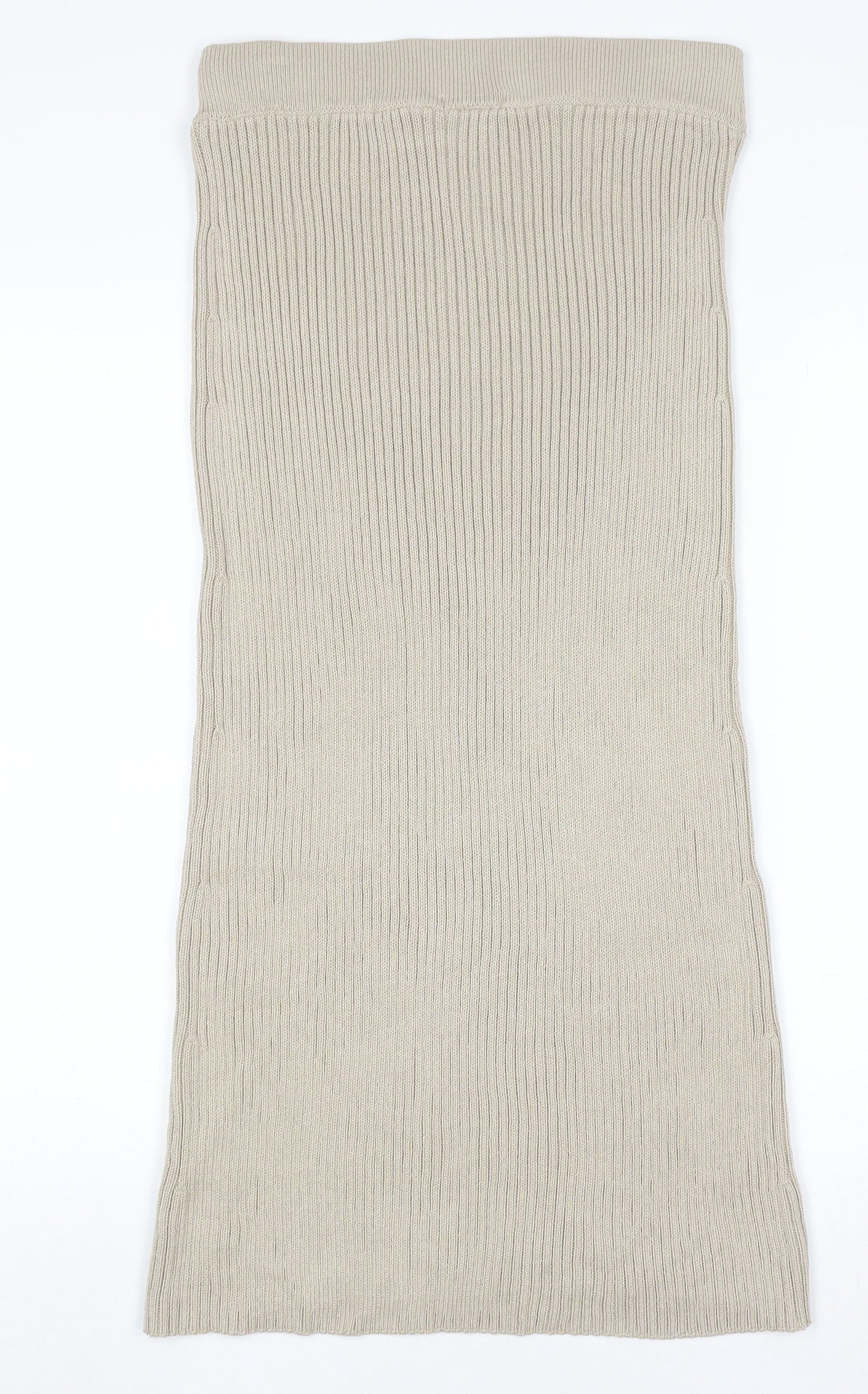 Massimo Dutti Women Beige Midi Ribbed Knit Pencil Skirt Size 12