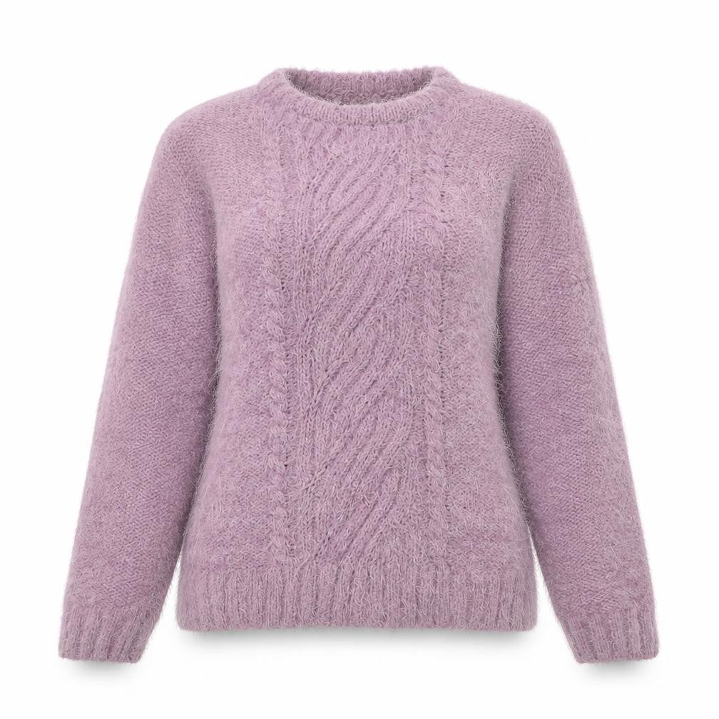 Isle Women Purple Cable Knit Pullover Jumper Size S Polyester Blend
