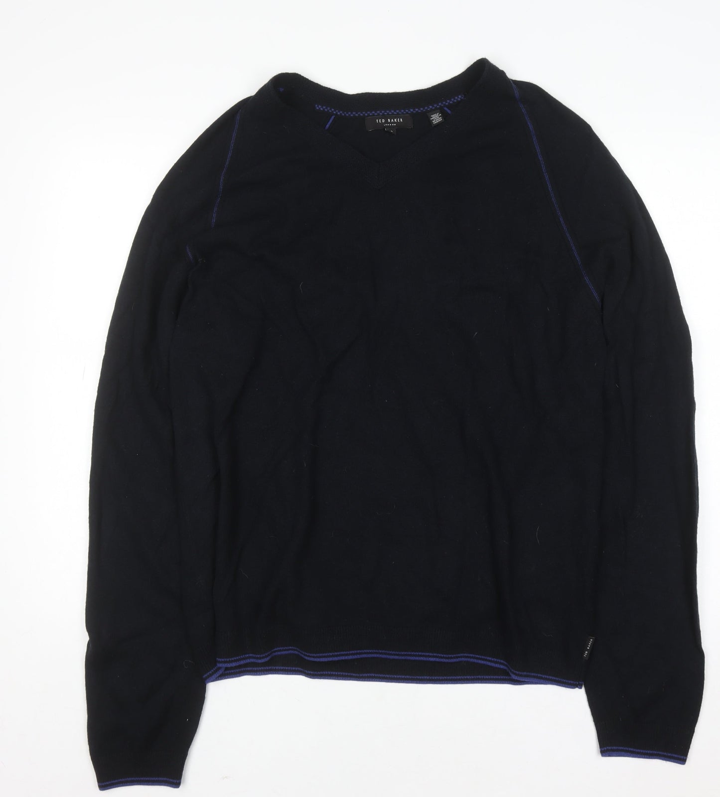 Ted Baker Men's Black Wool Blend V-Neck Pullover Jumper 4XL