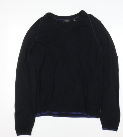 Ted Baker Men's Black Wool Blend V-Neck Pullover Jumper 4XL