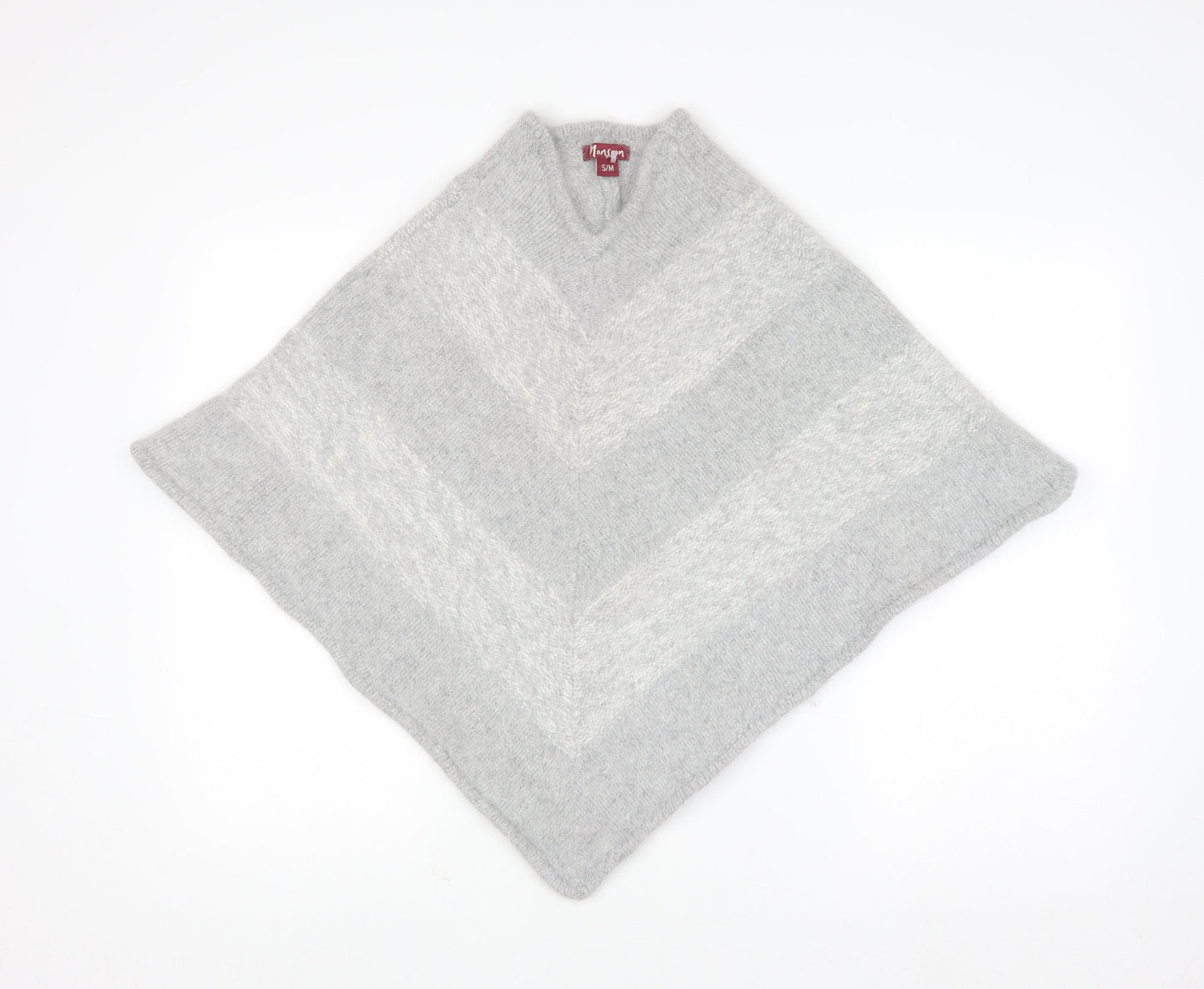 Monsoon Women Grey S Lambswool Angora Chunky Knit Cape Jumper