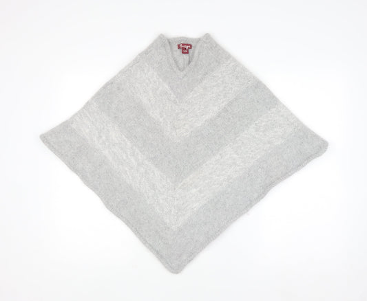 Monsoon Women Grey S Lambswool Angora Chunky Knit Cape Jumper