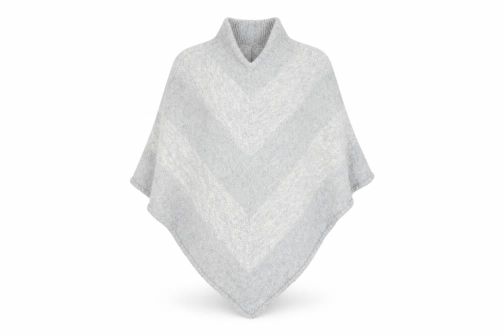 Monsoon Women Grey S Lambswool Angora Chunky Knit Cape Jumper
