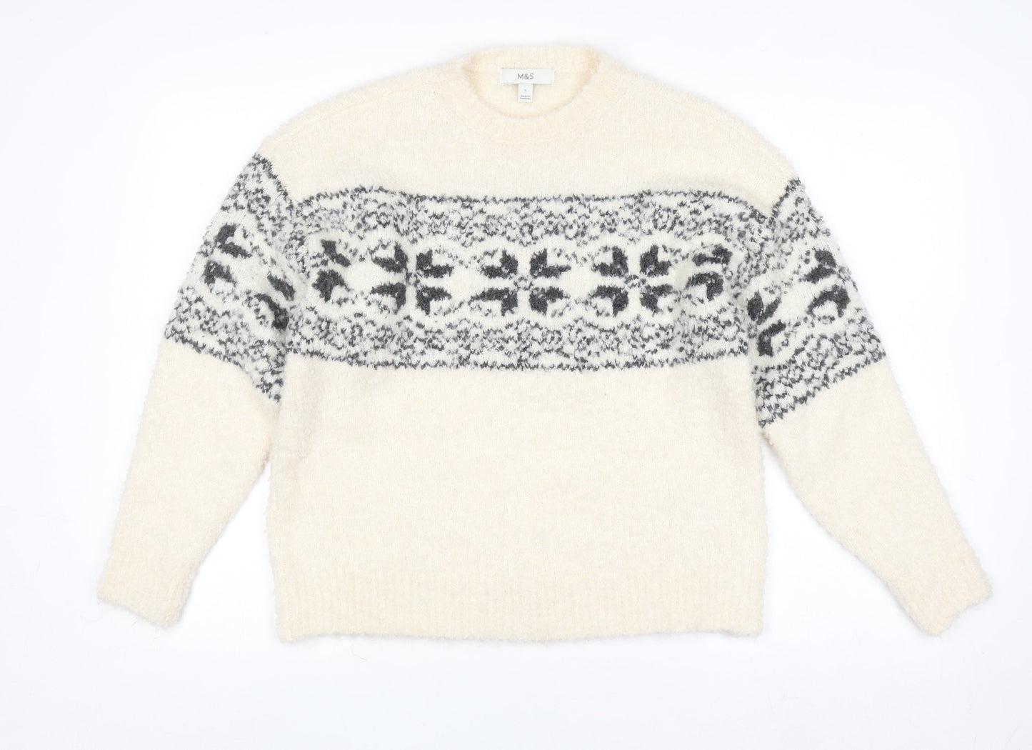 Marks and Spencer Women’s Ivory Fair Isle Knit Jumper Size S