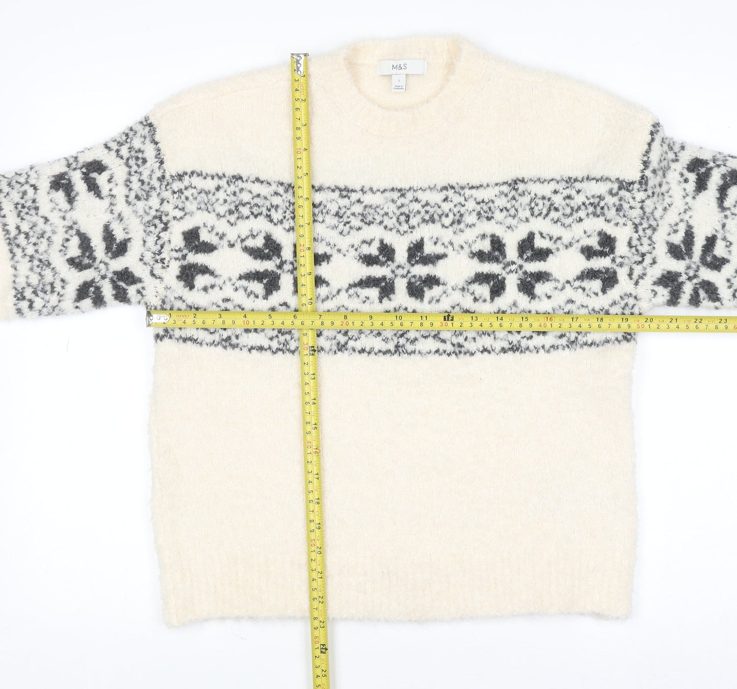 Marks and Spencer Women’s Ivory Fair Isle Knit Jumper Size S