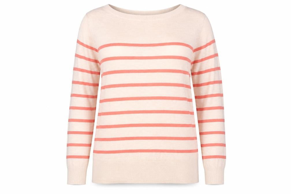Monsoon Women’s Beige Striped Linen Blend 3/4 Sleeve Jumper Size 12