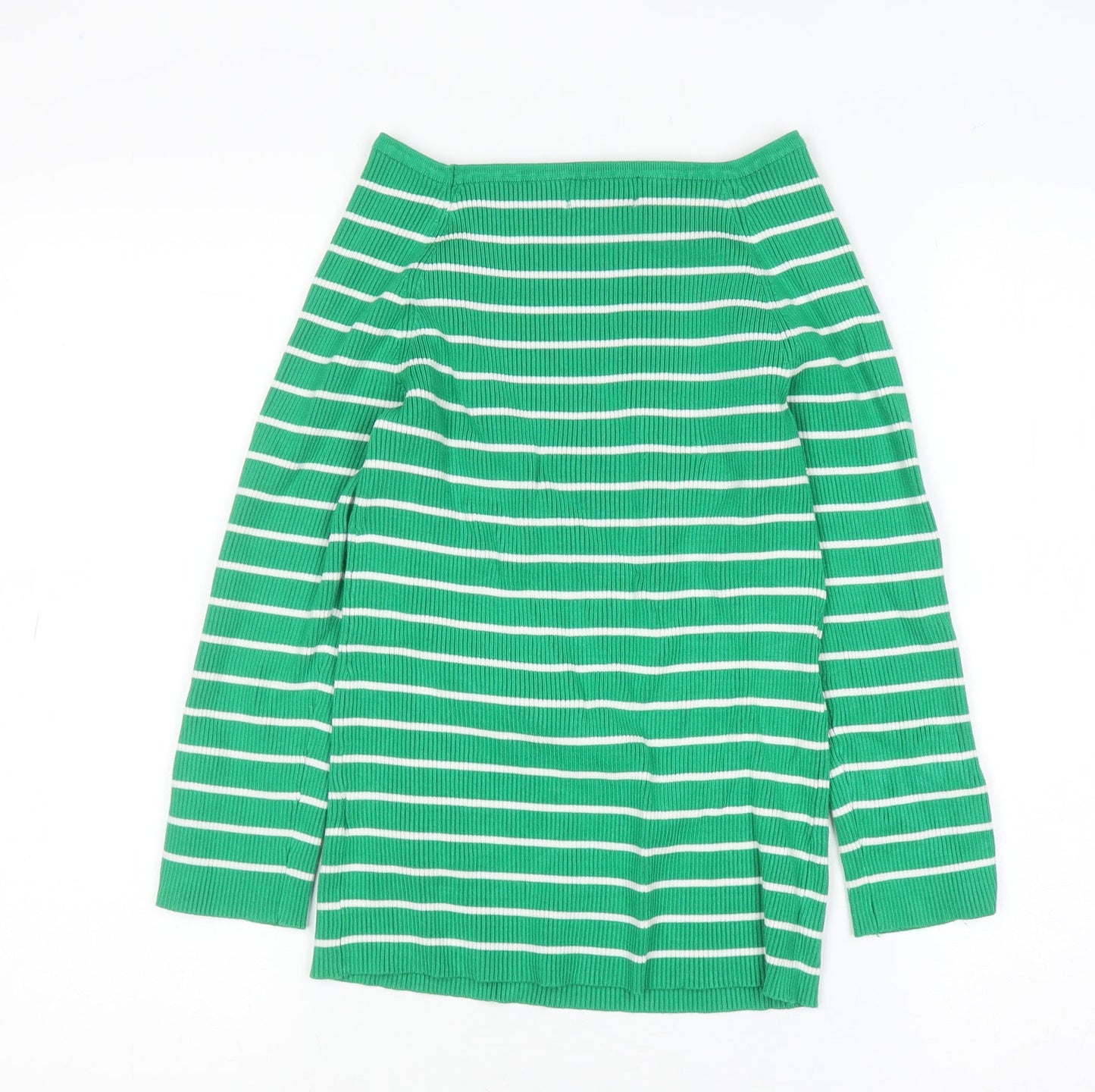 Apricot Women Green Striped Boat Neck Long Sleeve Pullover Jumper Size 12