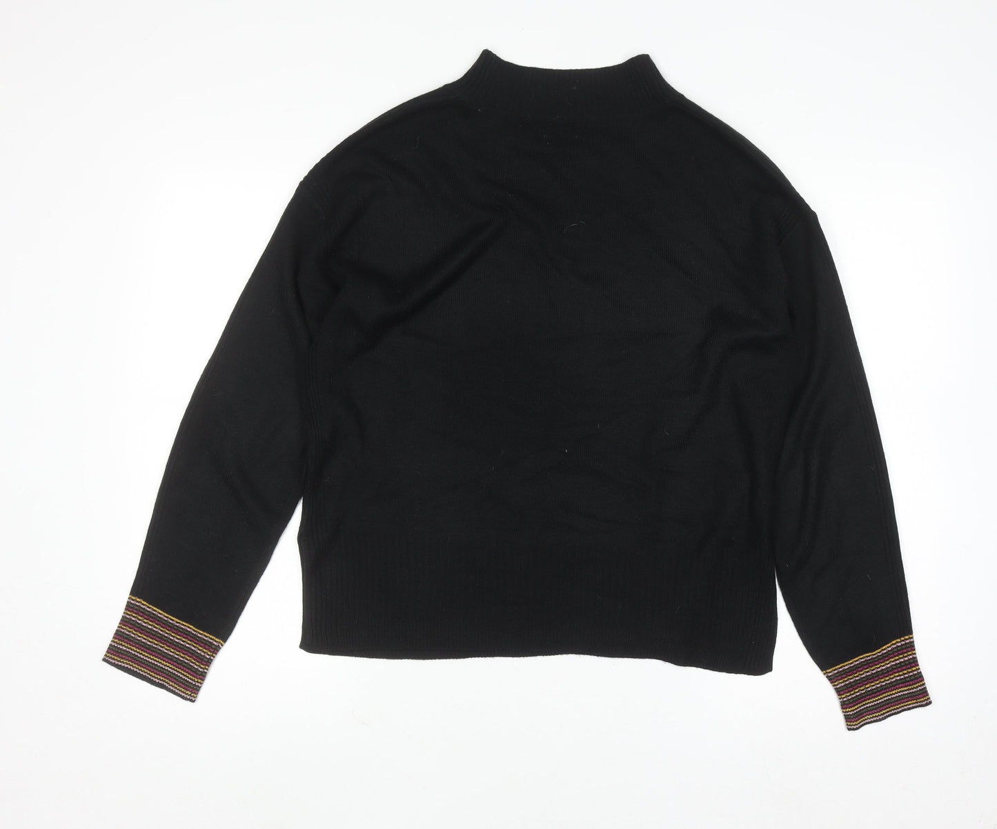 Next Women’s Black Star Mock Neck Jumper Size S Long Sleeve Knit